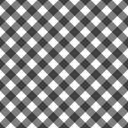 black, white, gray, charcoal, diagonal plaid, gingham check, geometric pattern, intersecting lines, monochrome, neutral tones,, fabric panel, crosshatch design, woven appearance, contrasting squares, repeating motif, craft material, sewing fabric, patchwork suitable