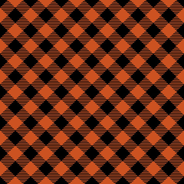 orange, black, plaid pattern, checkered, diagonal stripes, fall colors, autumn, geometric design,, fabric panel, halloween colors, seasonal, repeating pattern, textile, crafting material, pumpkin orange, grid pattern, woven look, harvest theme