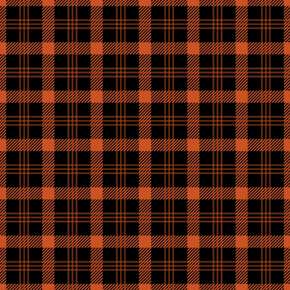 fall orange, black, plaid pattern, tartan, checkered, buffalo check, geometric design,, fabric panel, autumn colors, seasonal pattern, burnt orange, crosshatch lines, grid pattern, rustic style, harvest theme, cozy mood, textile design
