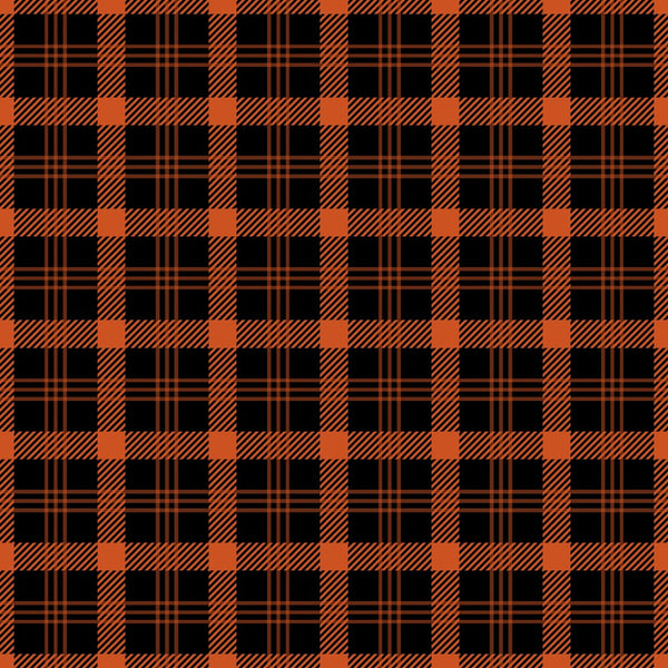 fall orange, black, plaid pattern, tartan, checkered, buffalo check, geometric design,, fabric panel, autumn colors, seasonal pattern, burnt orange, crosshatch lines, grid pattern, rustic style, harvest theme, cozy mood, textile design