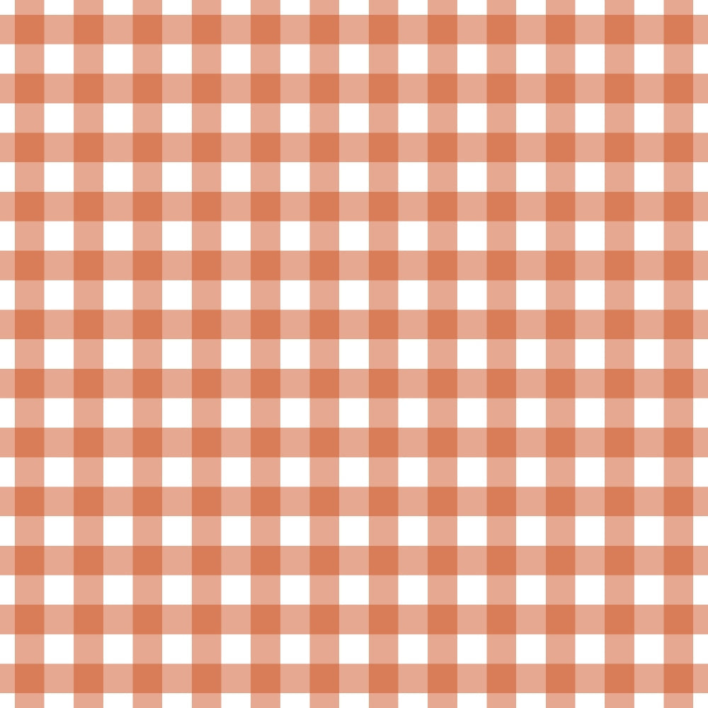 orange, white, plaid, gingham, checkered pattern, fall colors, autumn,, fabric panel, geometric design, rustic orange, peach tones, woven look, crafting material, seasonal fabric, warm tones, country style, checker squares