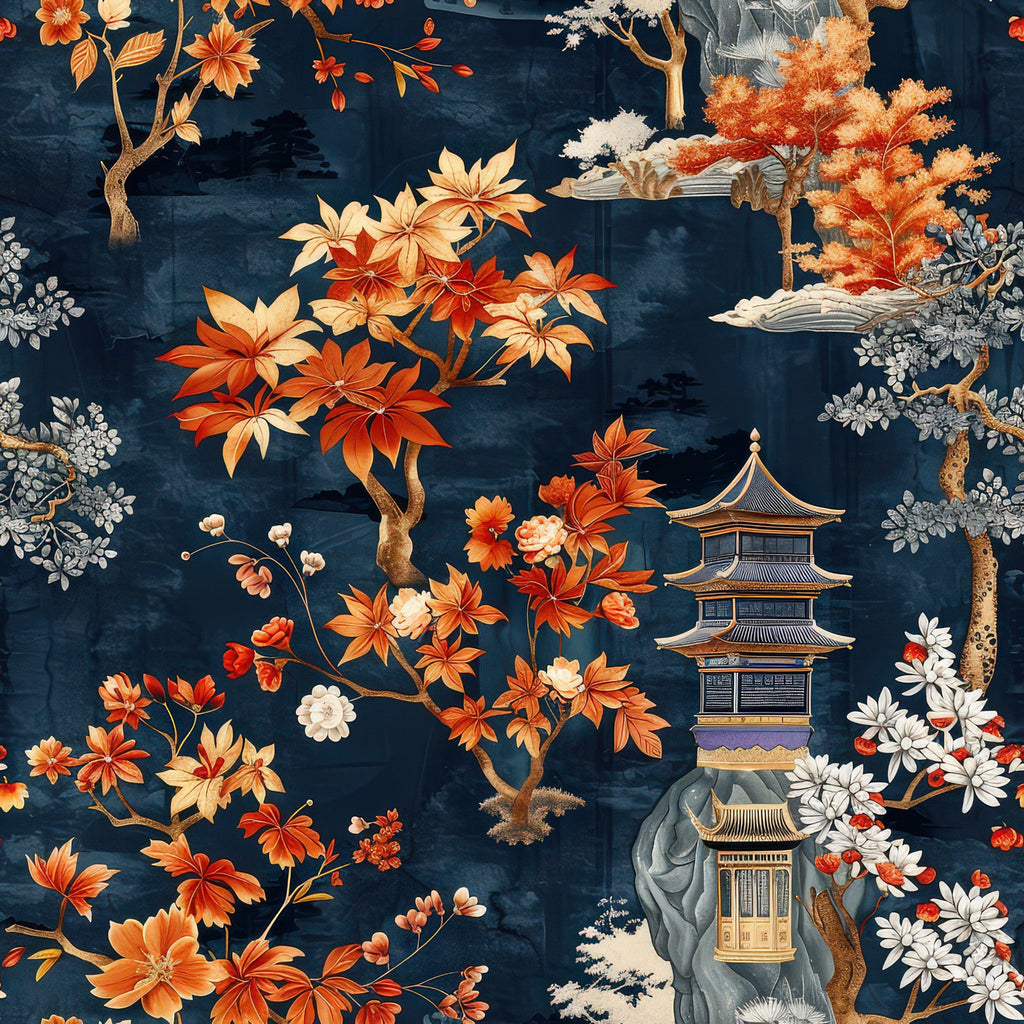 Persimmon Pagoda Pattern 10 Minky Fabric