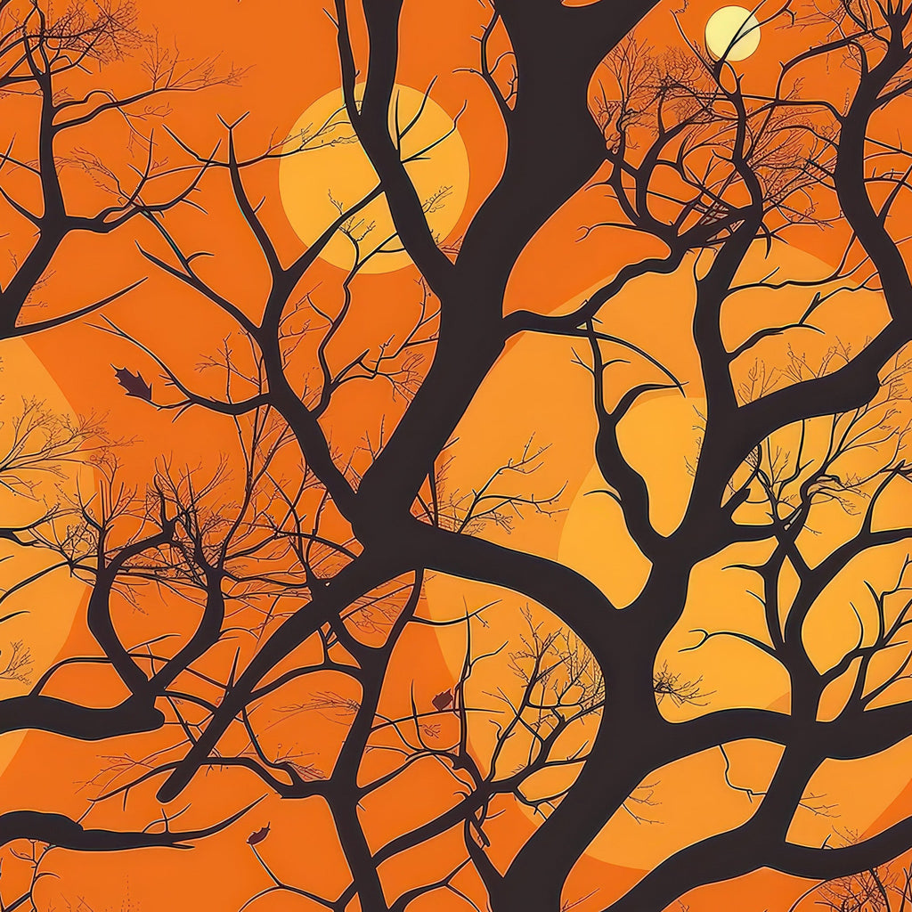 Fall Sunset Forest Pattern 12 Minky Fabric
