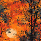 Fall Sunset Forest Pattern 4 Minky Fabric