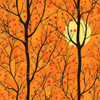 Fall Sunset Forest Pattern 7 Minky Fabric