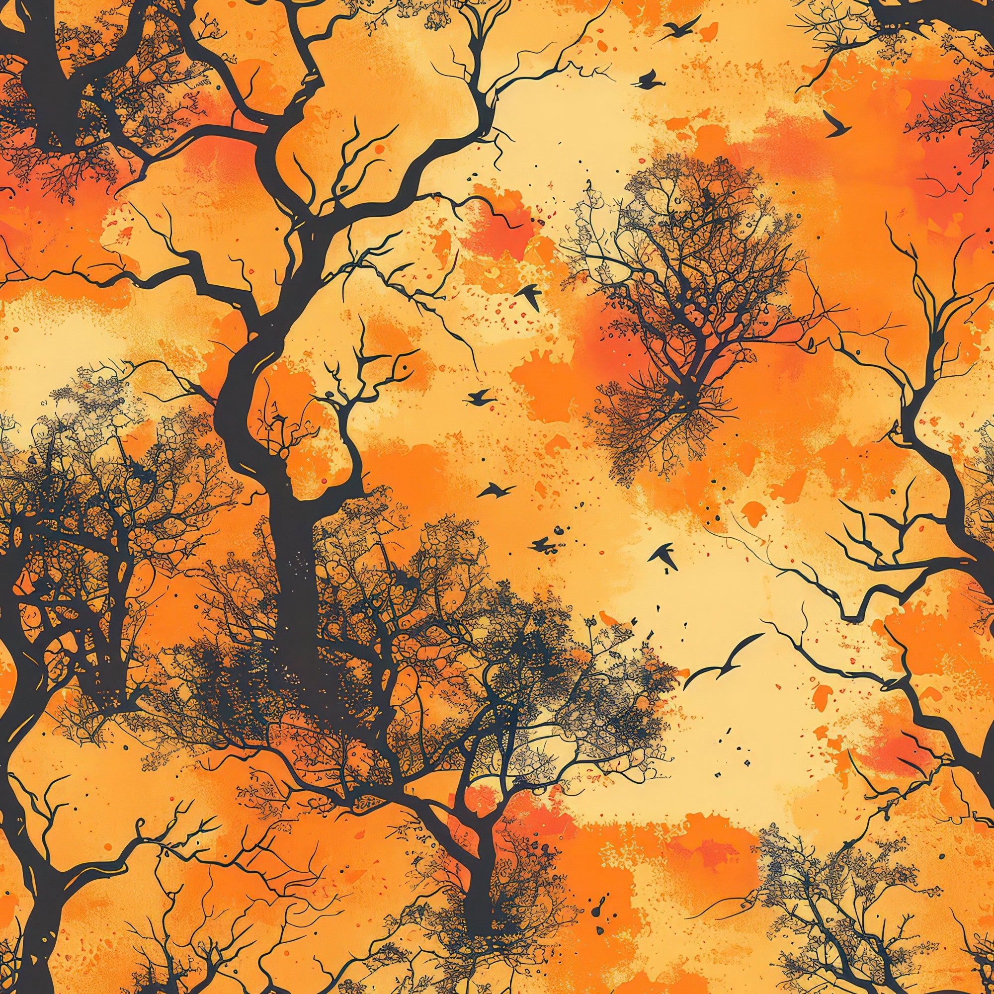 Fall Sunset Forest Pattern 9 Minky Fabric