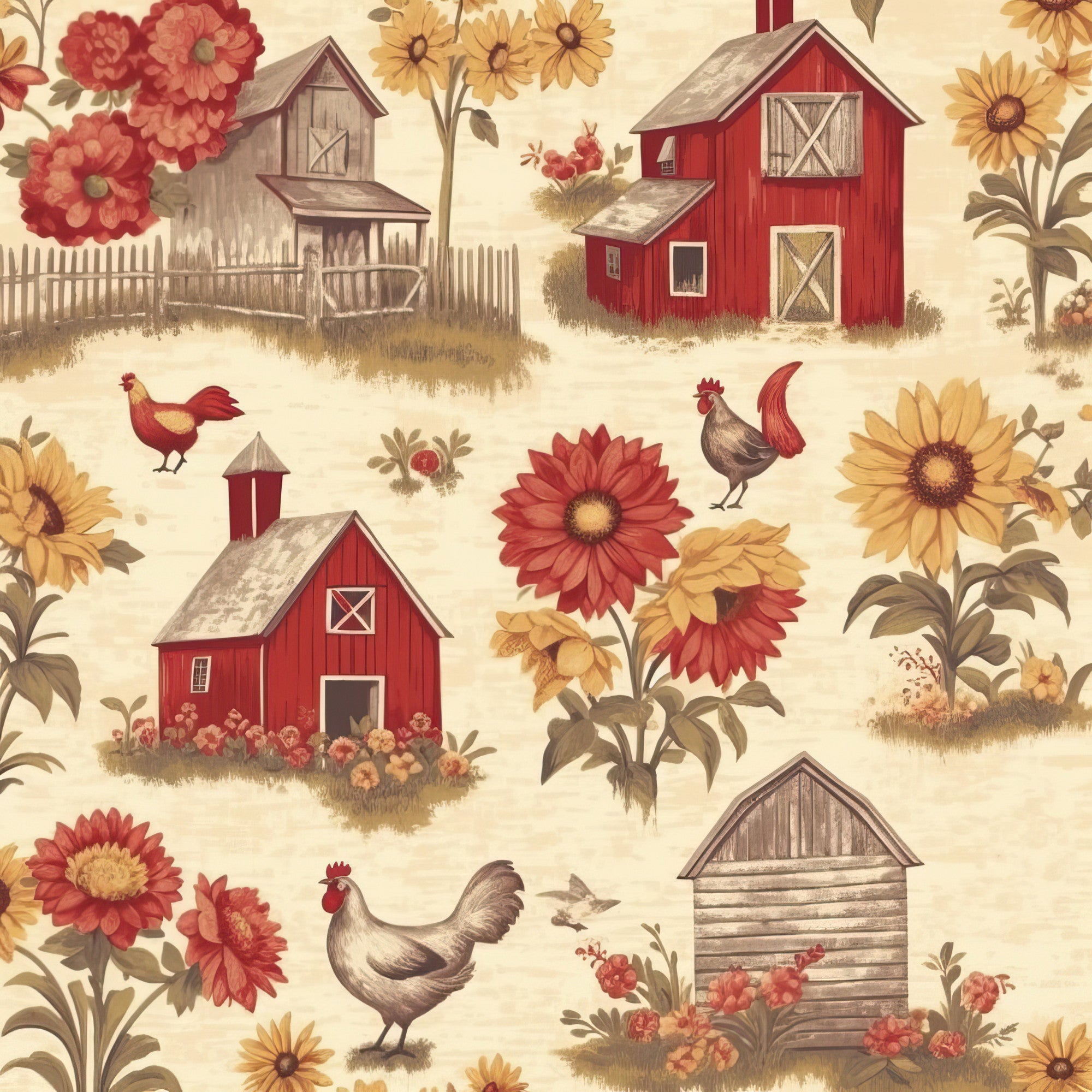Sunflower Toile Pattern 1 Minky Fabric