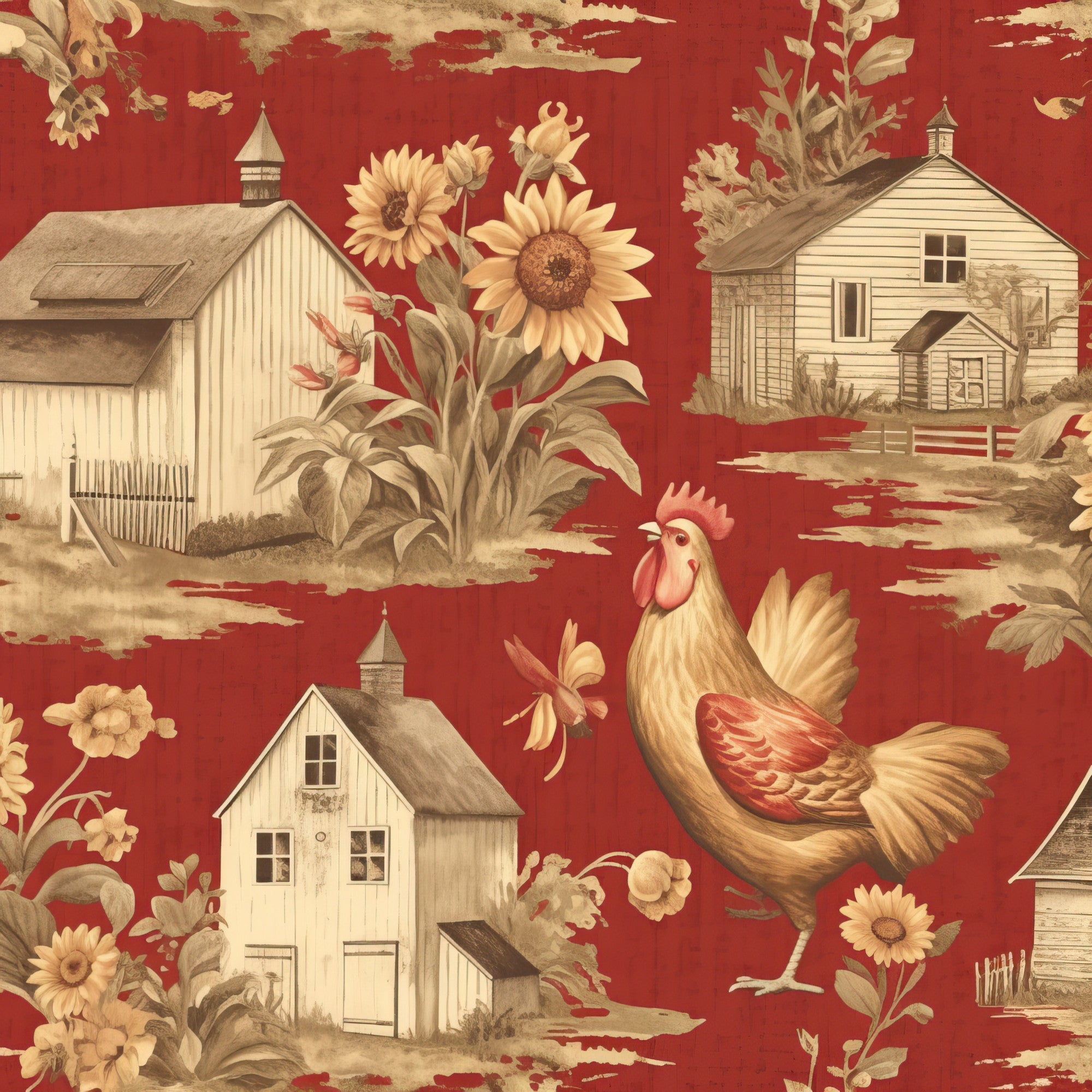 Sunflower Toile Pattern 3 Minky Fabric