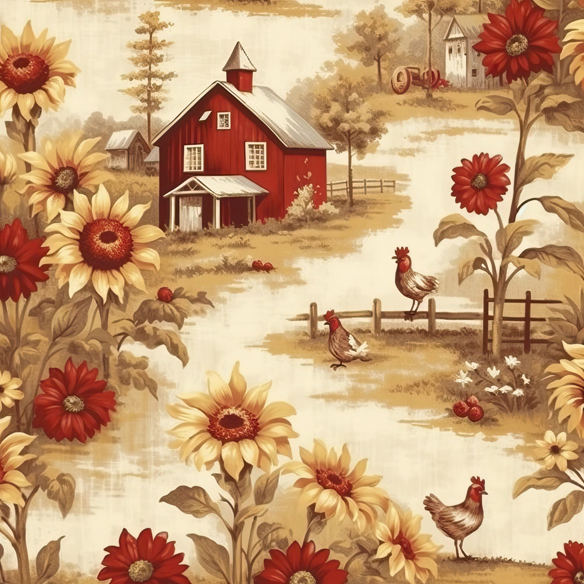 Sunflower Toile Pattern 4 Minky Fabric