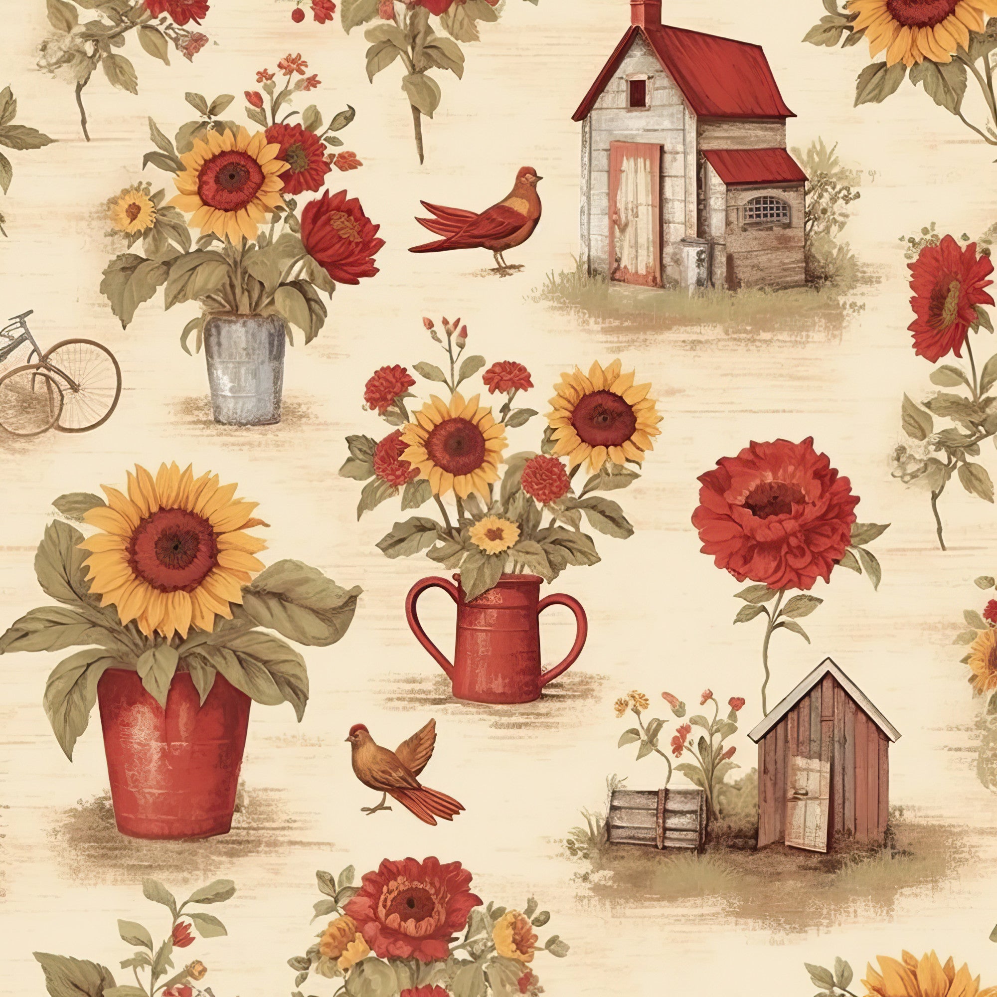 Sunflower Toile Pattern 6 Minky Fabric