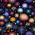 fireworks, night sky, celebration, burst patterns, radiating designs, purple, blue, orange, pink, yellow, red, sparkling effects, festive, fourth of july, new year, patriotic,, fabric panel, starburst, explosive patterns, colorful display, dark background