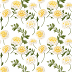 floral pattern, yellow flowers, white blooms, green leaves, cottage garden,, fabric panel, botanical design, daisy motifs, repeating pattern, spring florals, delicate stems, soft pastels, garden flowers, nature inspired, cheerful blooms, vintage style, seamless design