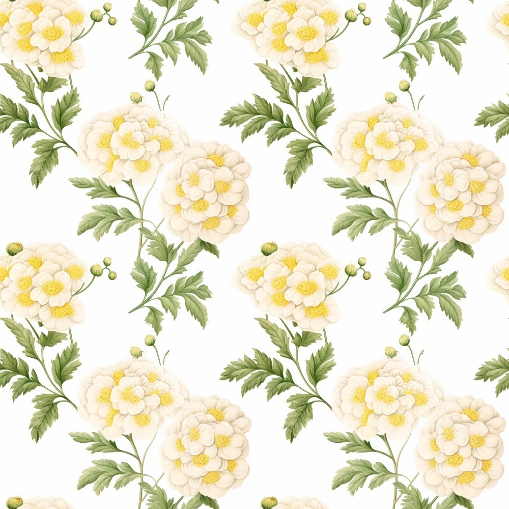 cream, pale yellow, soft green, floral pattern, cottage flowers, botanical design, repeating motif, delicate blooms, vintage style,, fabric panel, garden flowers, pastoral theme, romantic florals, spring flowers, soft petals, leafy stems, feminine pattern, crafting fabric, sewing material