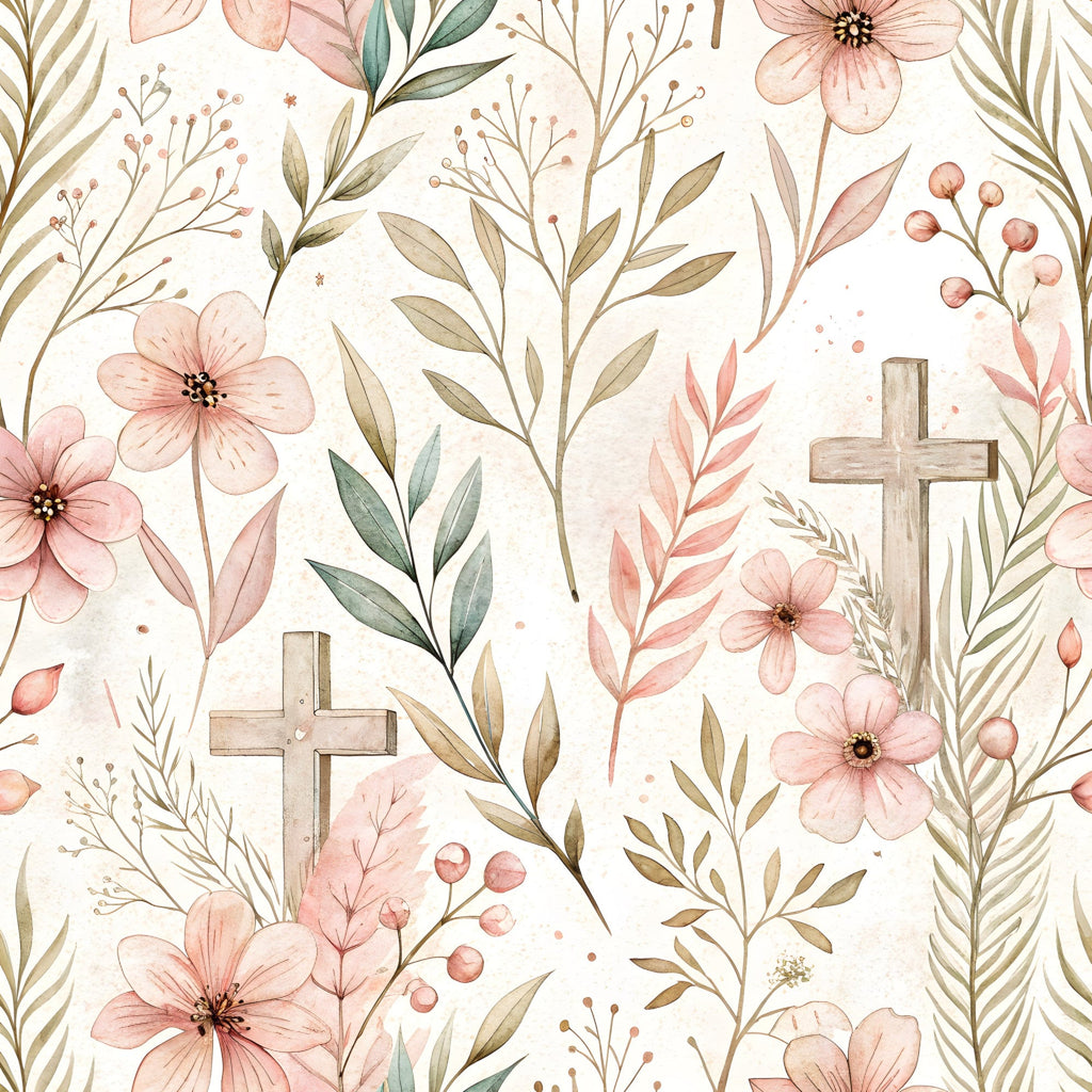 Floral Christian Faith Pattern 10 Minky Fabric