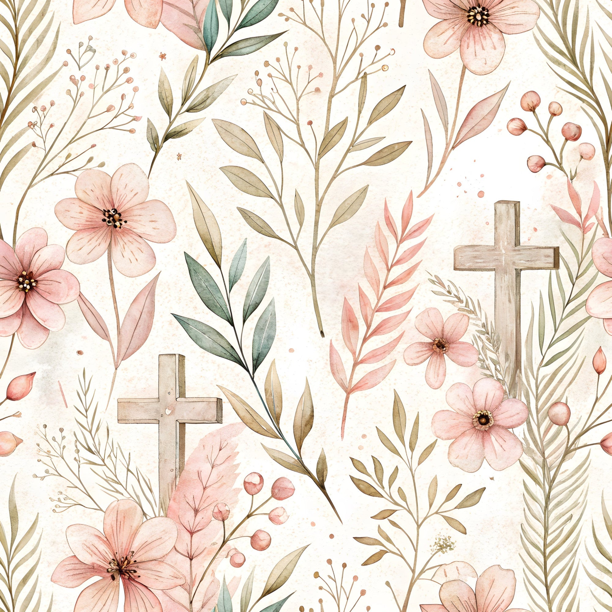 Floral Christian Faith Pattern 10 Quilting Cotton Fabric