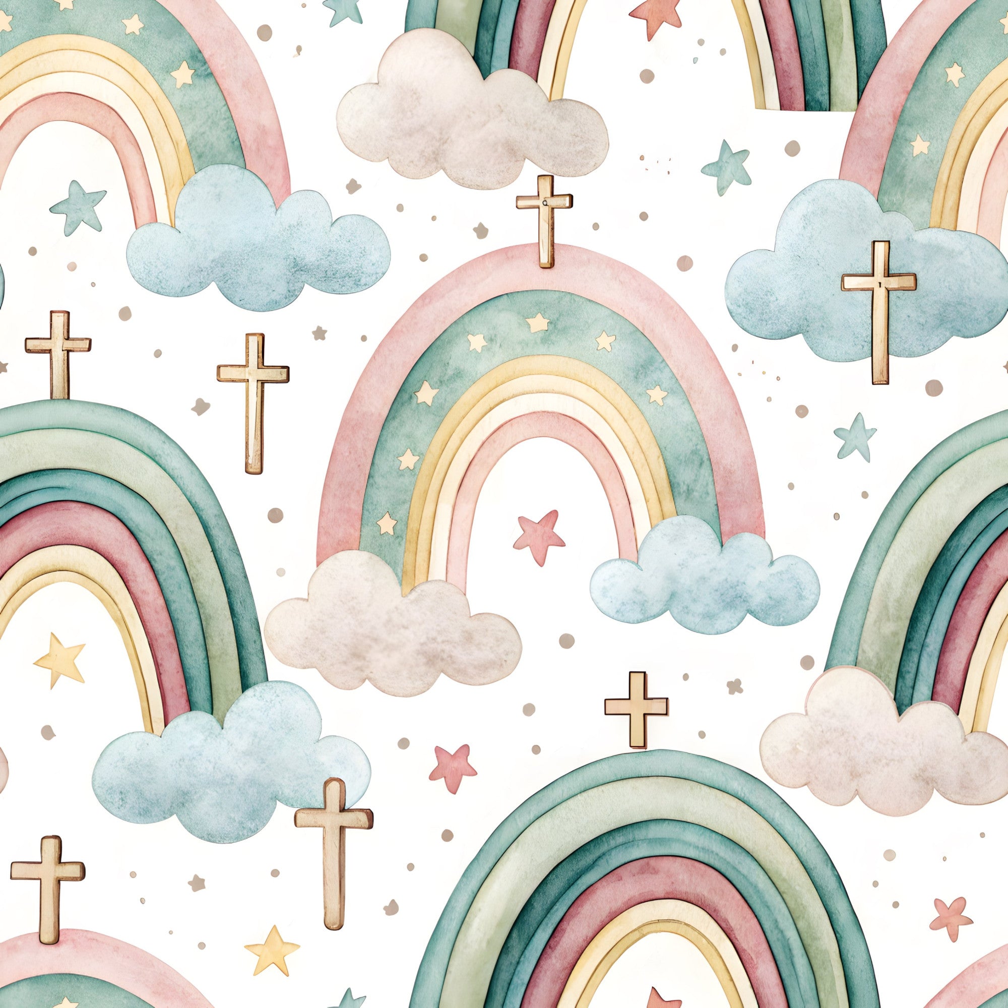 Floral Christian Faith Pattern 2 Quilting Cotton Fabric