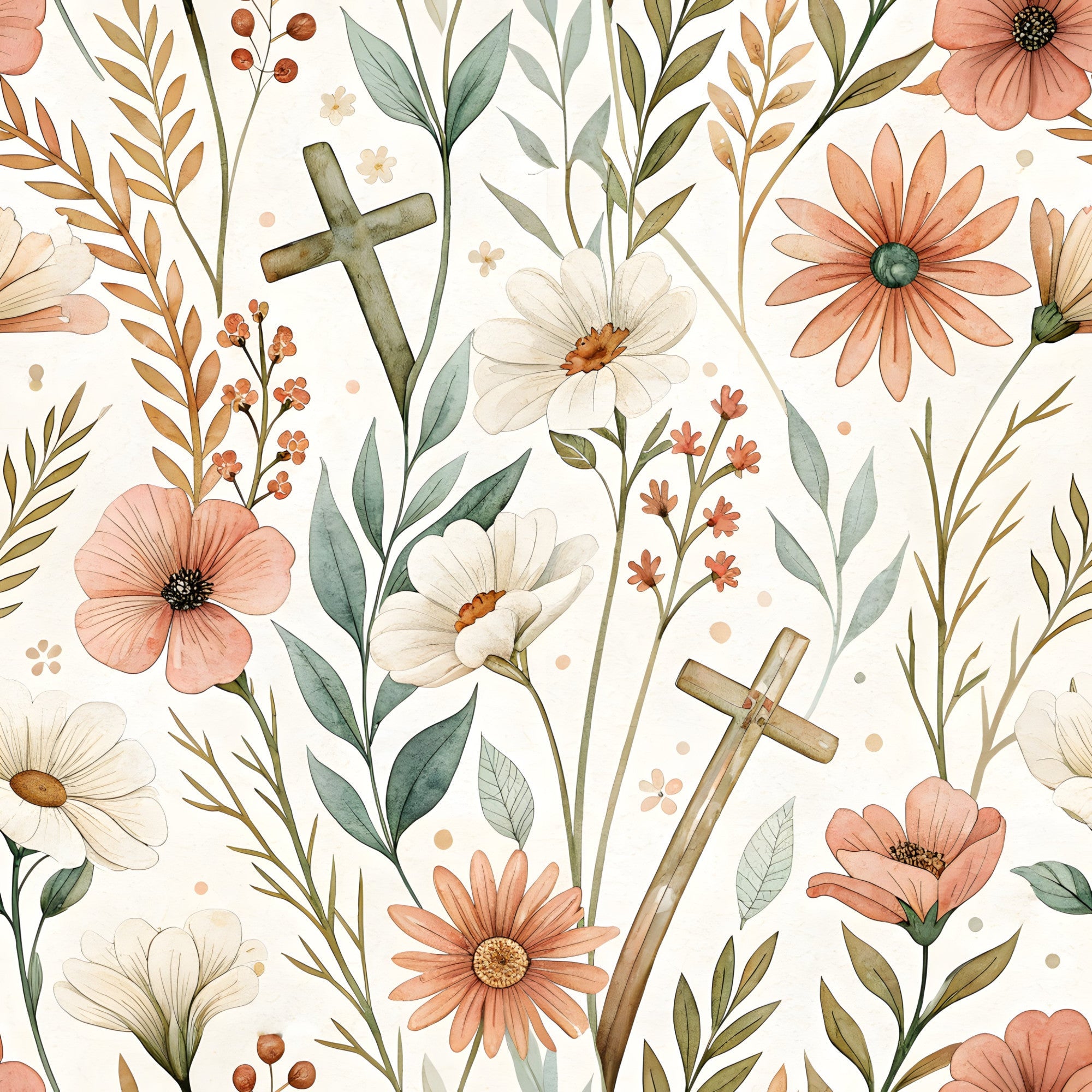 Floral Christian Faith Pattern 6 Quilting Cotton Fabric