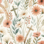 Floral Christian Faith Pattern 6 Minky Fabric