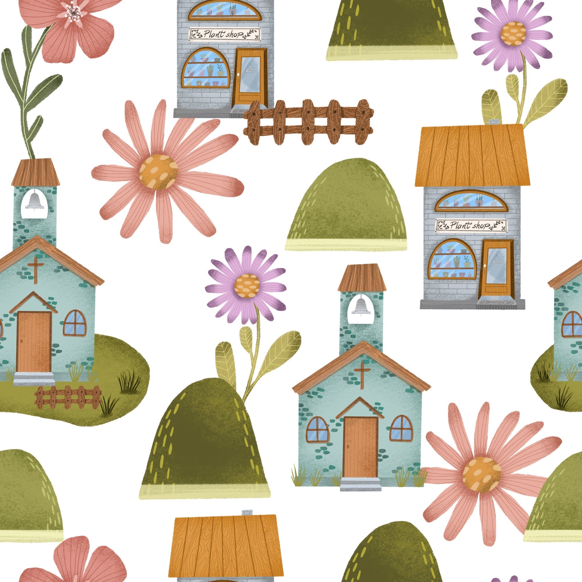 Flower Town Pattern 2 Minky Fabric