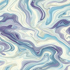 fluid pattern, marbled design, swirling motifs, purple tones, blue hues, cream colors, lavender shades, turquoise accents, abstract art, flowing lines,, fabric panel, modern style, contemporary design, organic shapes, wavy patterns, artistic swirls, cotton fabric, crafting material, sewing supplies