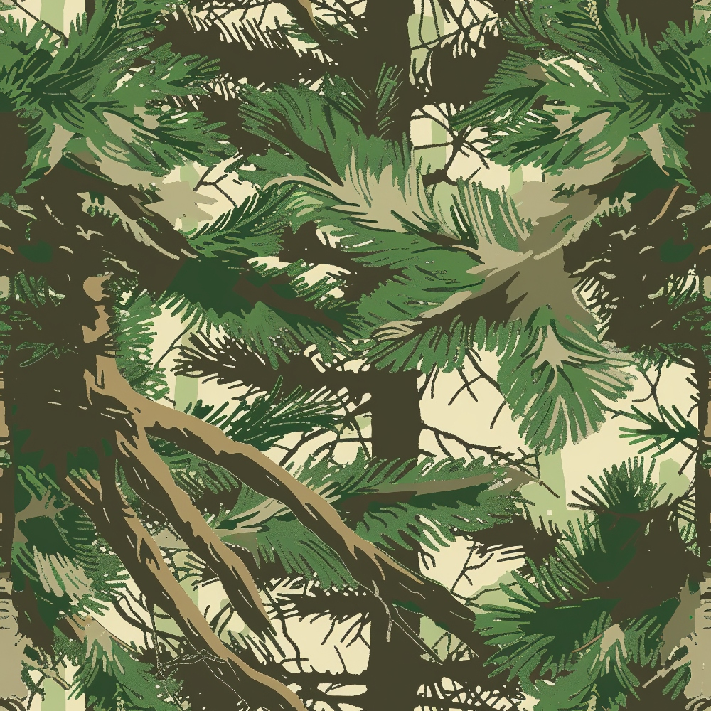 forest green, olive green, beige, tan, brown, camouflage pattern, military camo, jungle foliage, tropical leaves, palm fronds, nature camouflage,, fabric panel, outdoor theme, woodland design, hunting camo, tactical pattern, earthy tones, botanical elements, seamless repeat