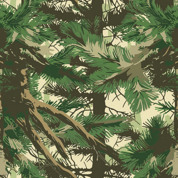 forest green, olive green, beige, tan, brown, camouflage pattern, military camo, jungle foliage, tropical leaves, palm fronds, nature camouflage,, fabric panel, outdoor theme, woodland design, hunting camo, tactical pattern, earthy tones, botanical elements, seamless repeat
