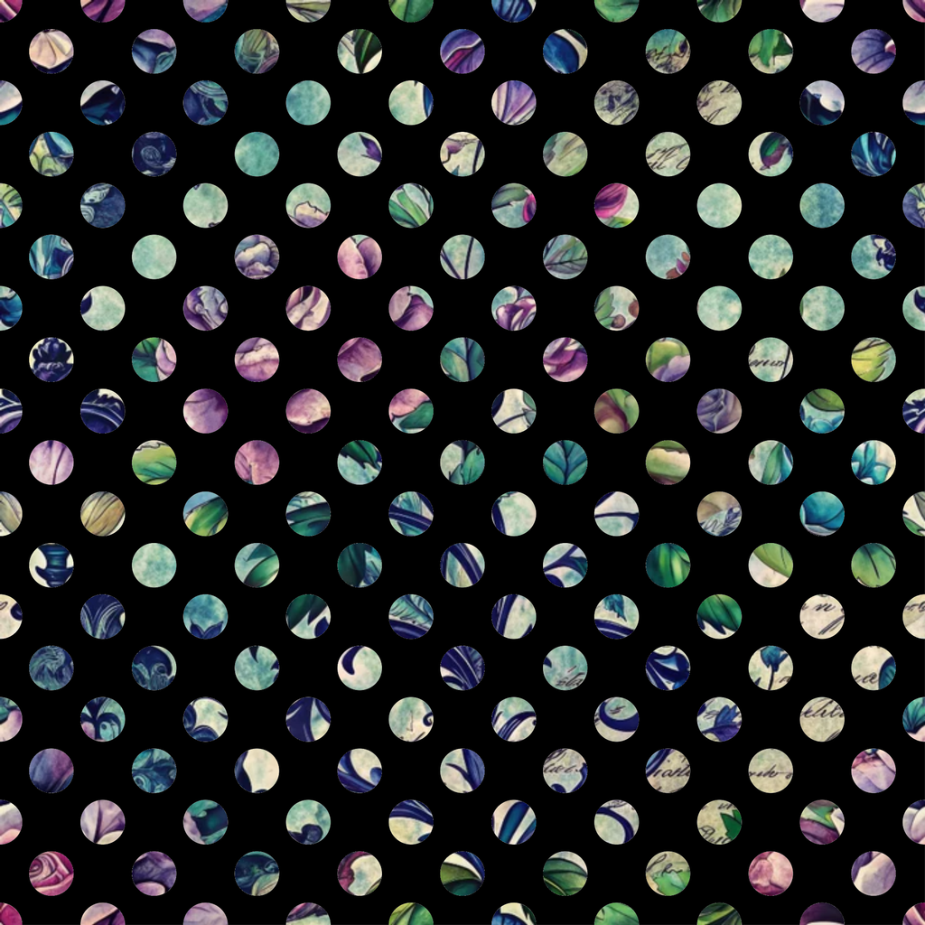 polka dots, circular pattern, iridescent colors, holographic effect, rainbow hues, purple, teal, green, pink, blue, metallic sheen, geometric design, spotted fabric,, reflective surface, prismatic colors, dot motif, shimmery texture, contemporary pattern, craft fabric