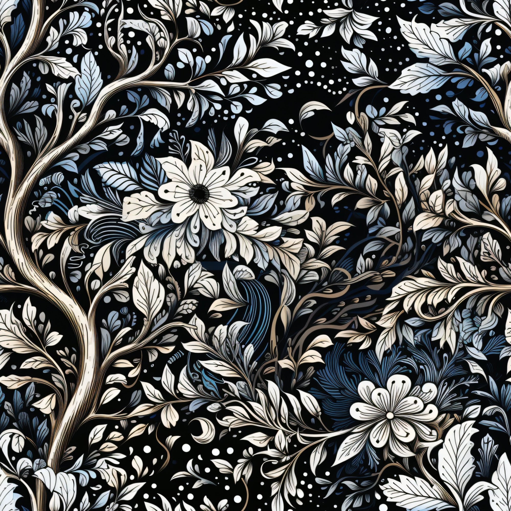 Midnight Bramble Pattern 8 Minky Fabric