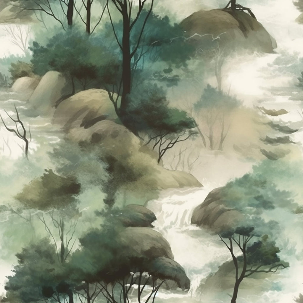 Misty Woodland Brook Pattern 1 Minky Fabric