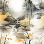 Misty Woodland Brook Pattern 6 Minky Fabric