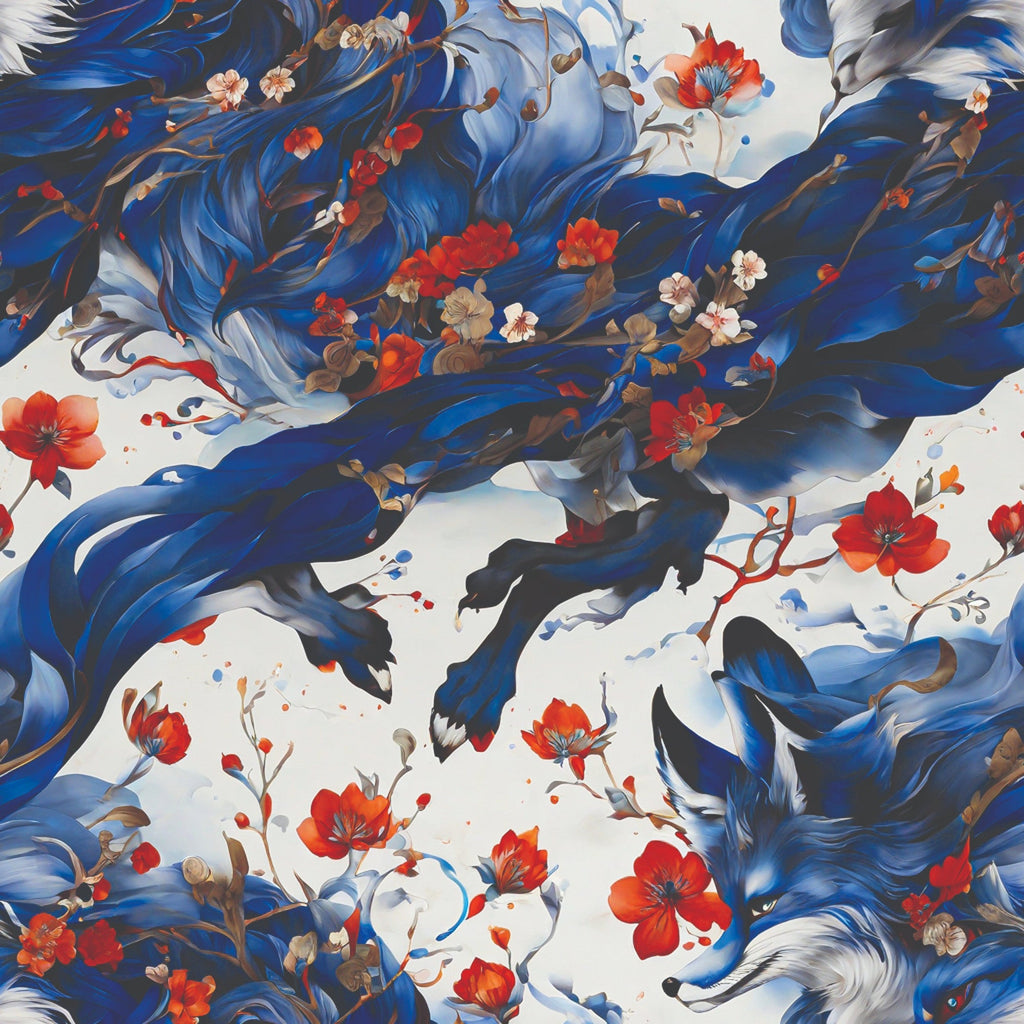 Fox and Flowers Pattern 11 Minky Fabric