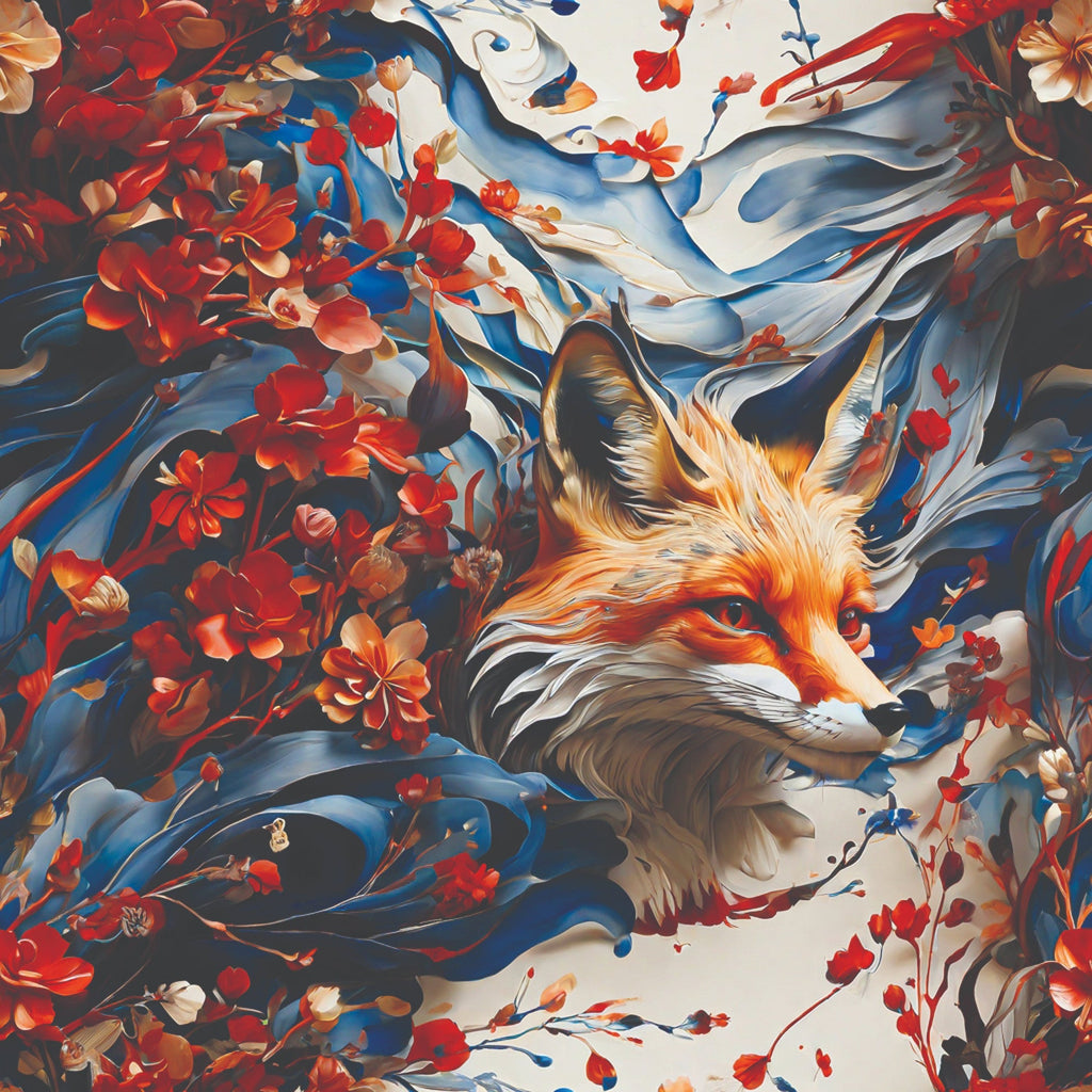 Fox and Flowers Pattern 13 Minky Fabric