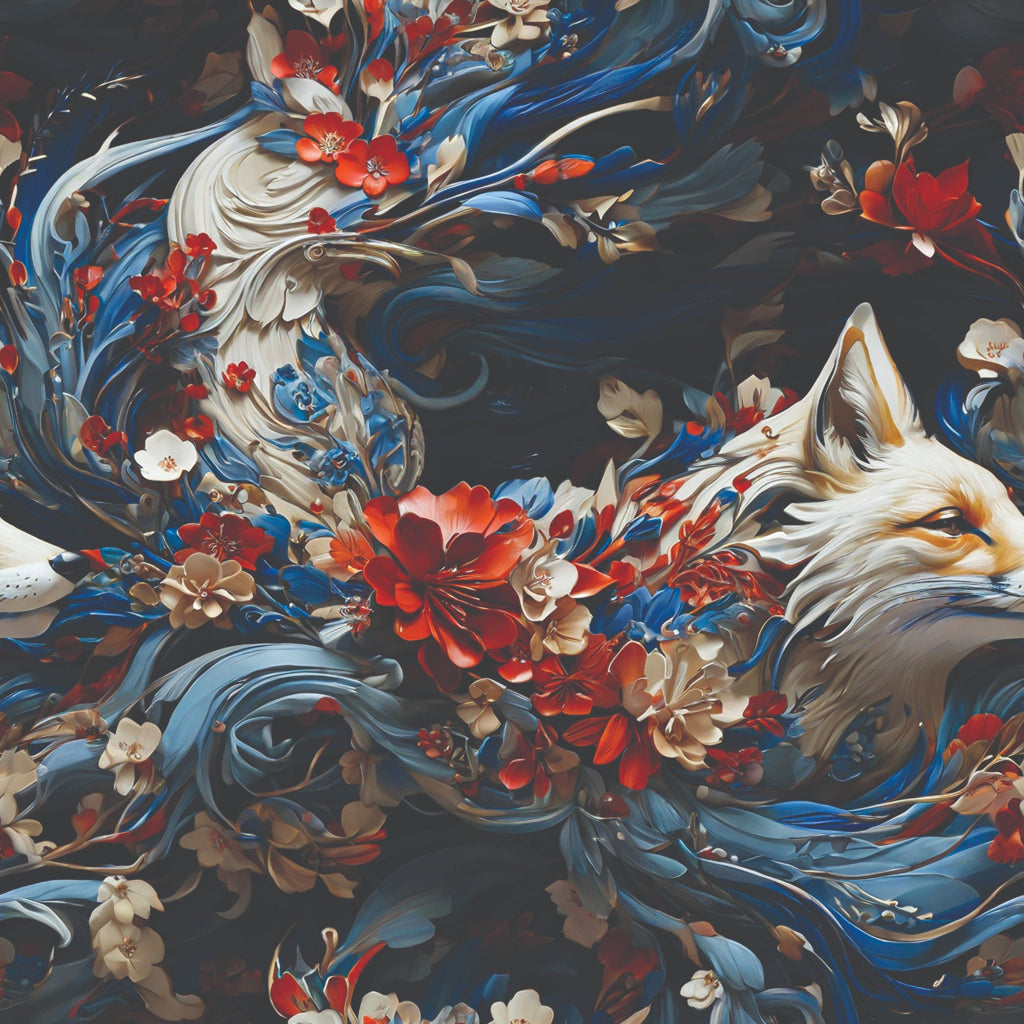 Fox and Flowers Pattern 5 Minky Fabric