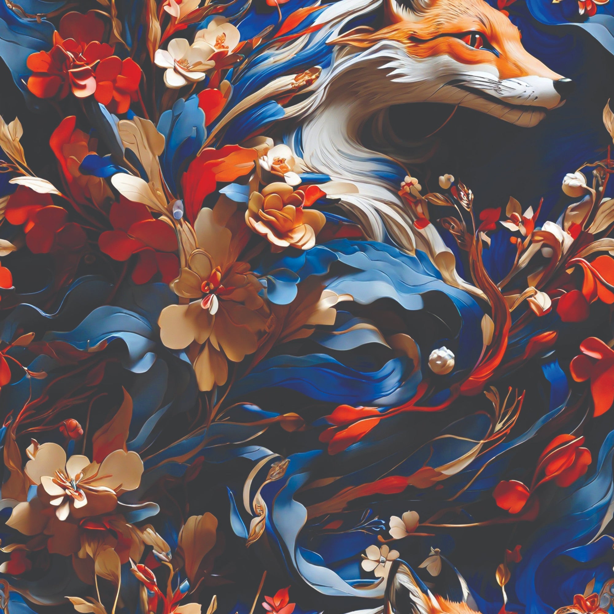 Fox and Flowers Pattern 9 Minky Fabric