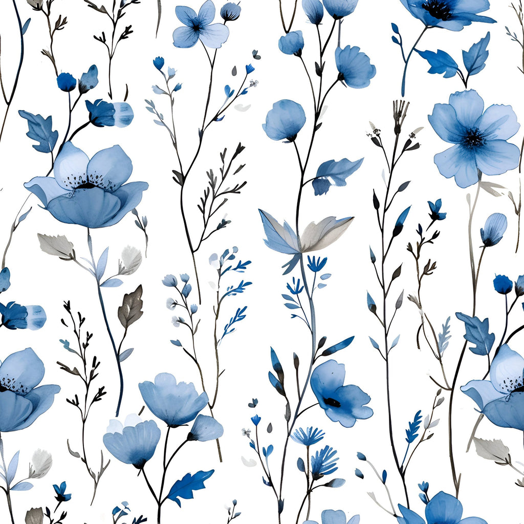 Porcelain Wildflowers Pattern 1 Minky Fabric