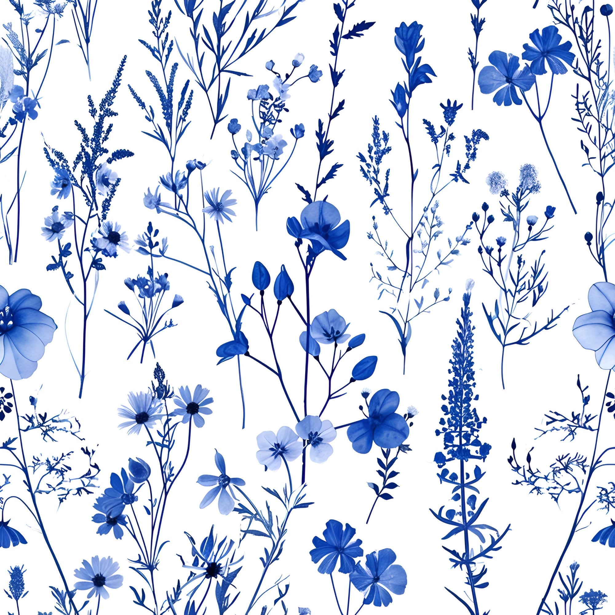 Porcelain Wildflowers Pattern 12 Minky Fabric