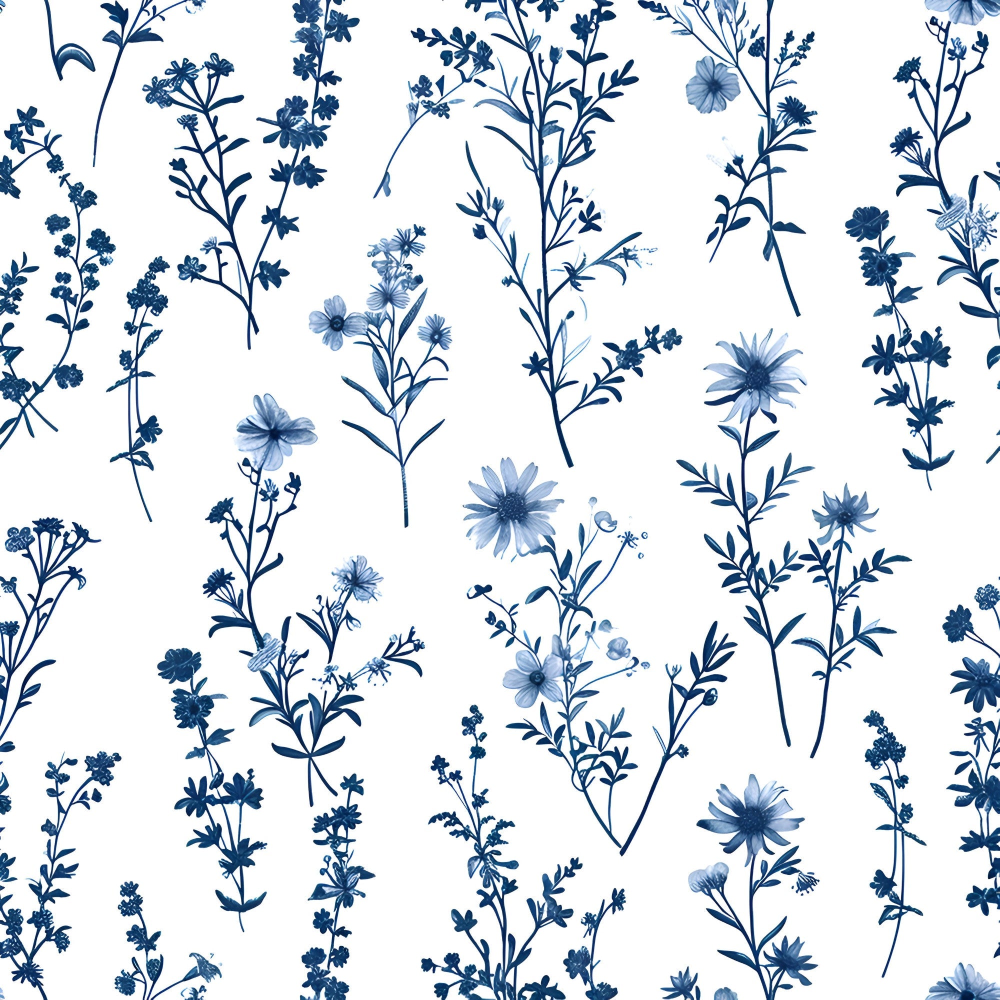 Porcelain Wildflowers Pattern 13 Minky Fabric