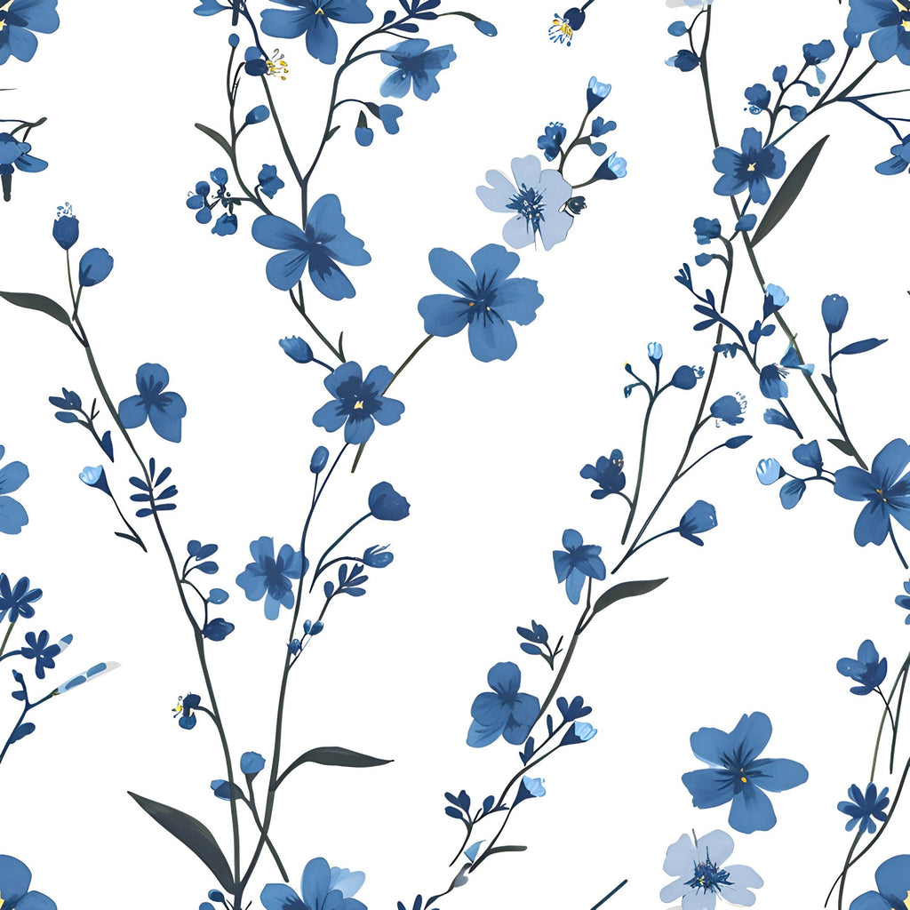 Porcelain Wildflowers Pattern 3 Minky Fabric