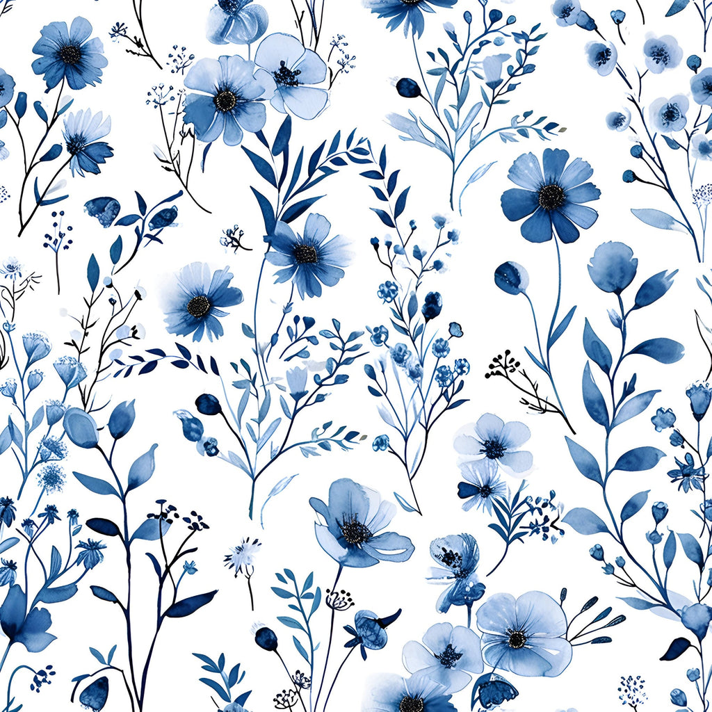 Porcelain Wildflowers Pattern 4 Minky Fabric