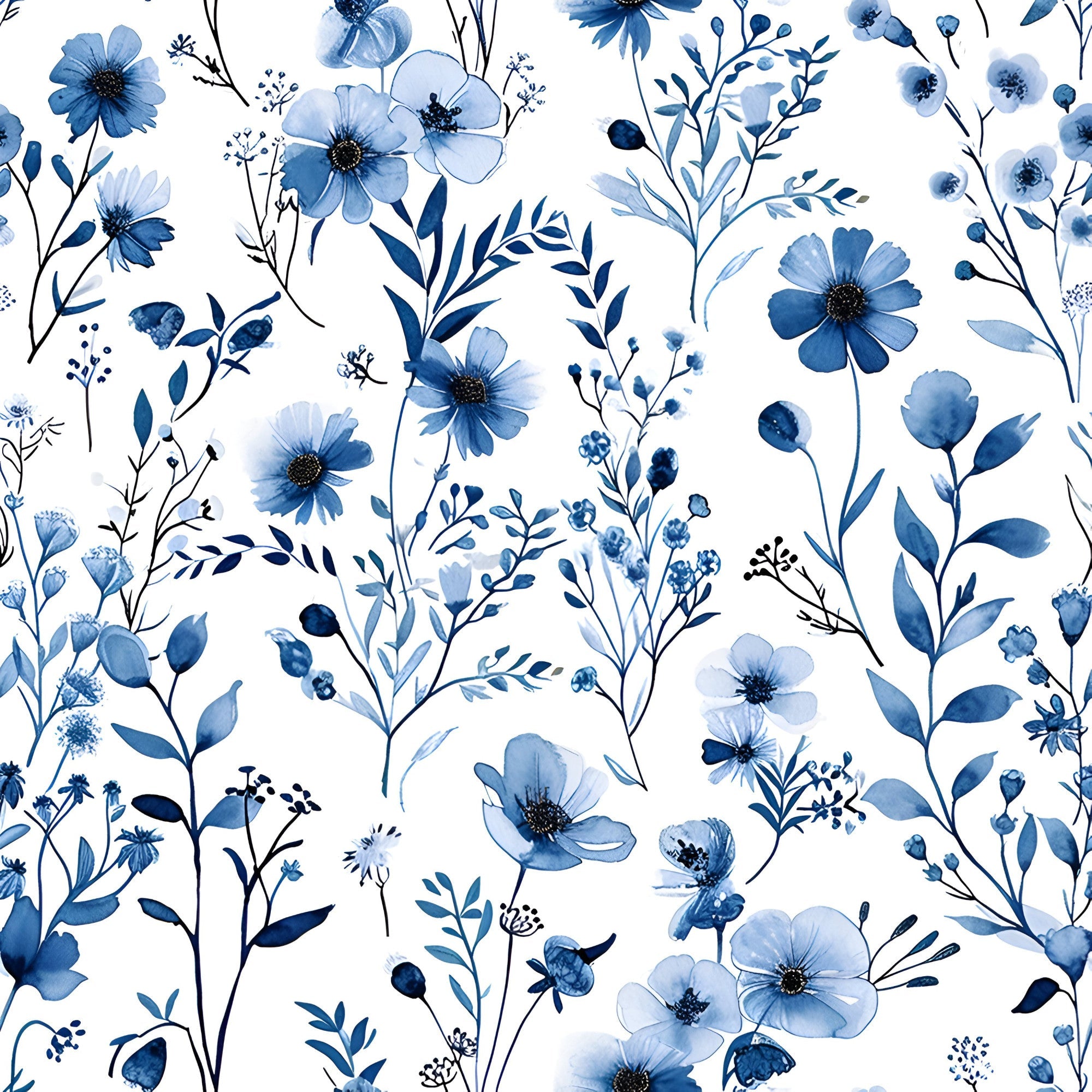 Porcelain Wildflowers Pattern 4 Minky Fabric