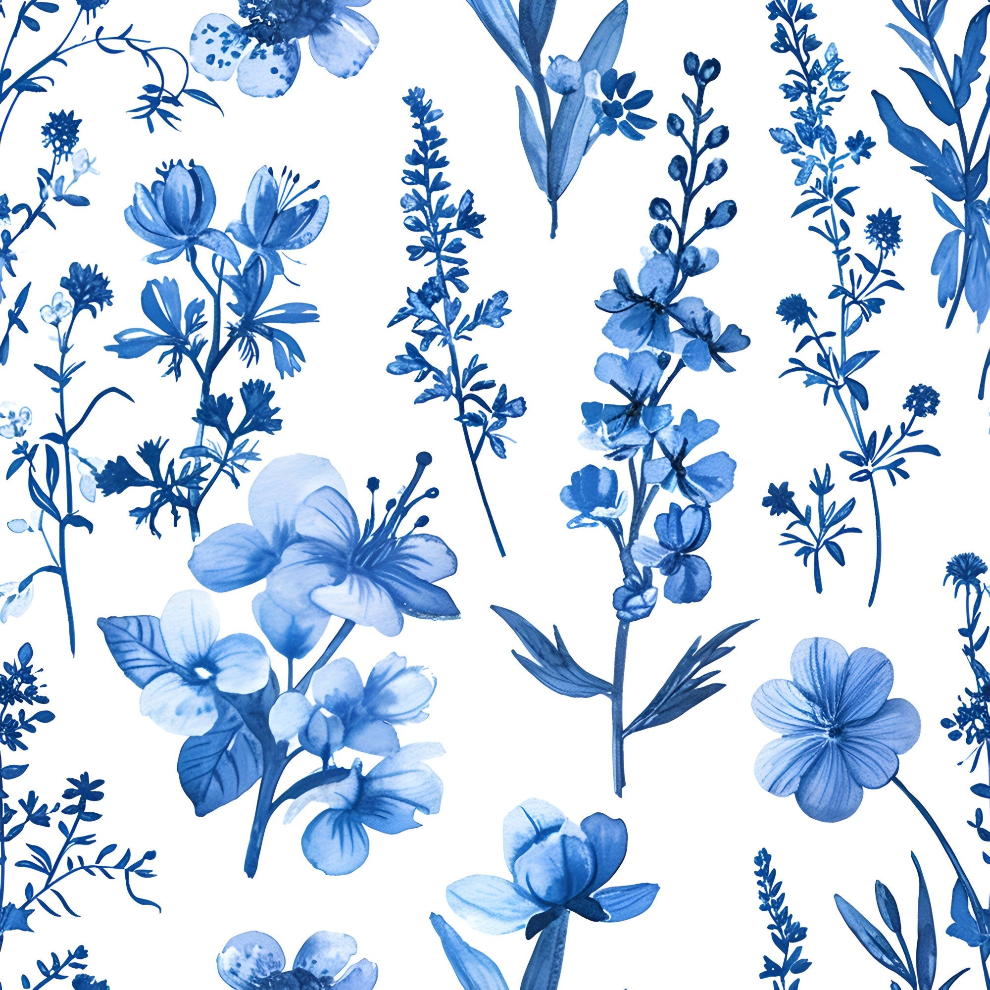 Porcelain Wildflowers Pattern 5 Minky Fabric