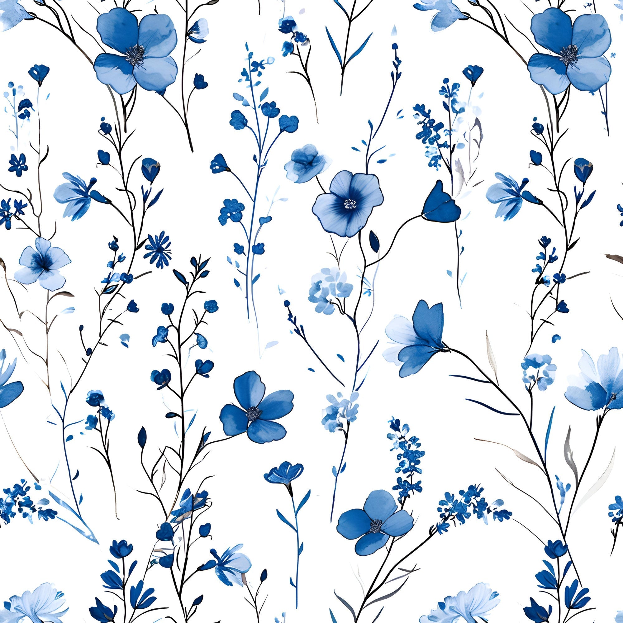 Porcelain Wildflowers Pattern 8 Minky Fabric