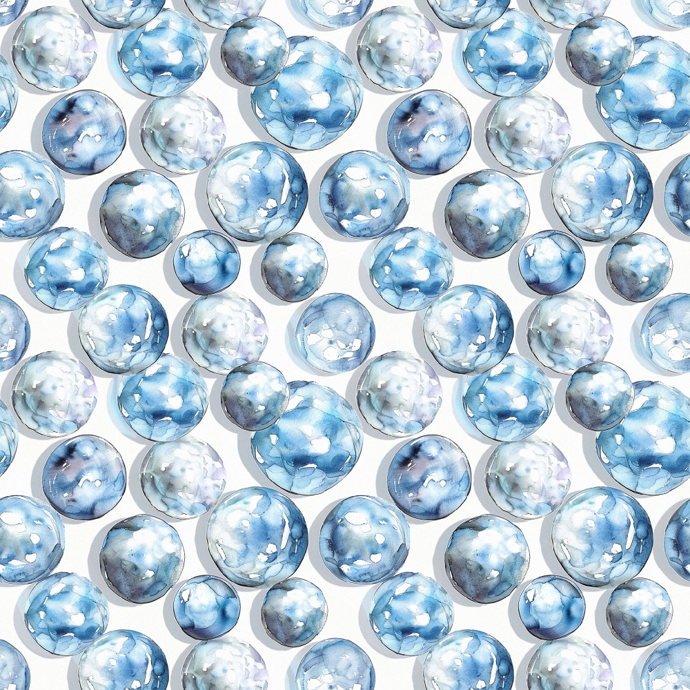 blue pearls, watercolor style, circular pattern, ocean blues, pearl jewelry, aqua tones, repetitive design, organic shapes, soft pastels,, fabric panel, nautical theme, translucent spheres, bubble pattern, sea treasures, flowing arrangement, hand-painted effect, coastal vibes, gemstone motif