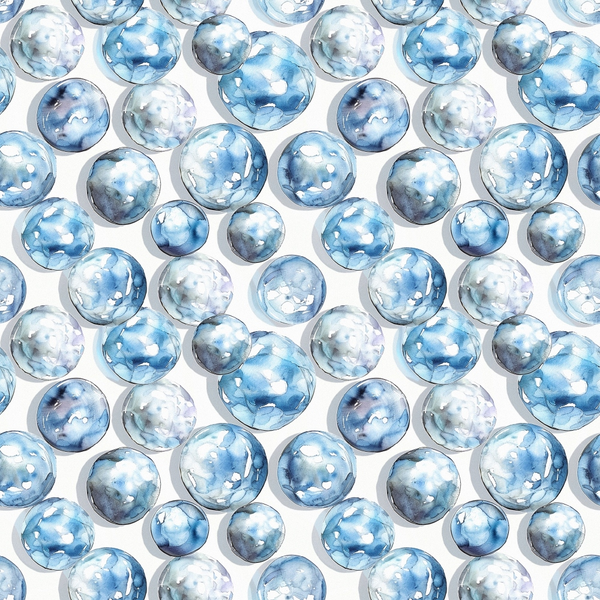 blue pearls, watercolor style, circular pattern, ocean blues, pearl jewelry, aqua tones, repetitive design, organic shapes, soft pastels,, fabric panel, nautical theme, translucent spheres, bubble pattern, sea treasures, flowing arrangement, hand-painted effect, coastal vibes, gemstone motif