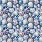 pearl pattern, spherical design, lustrous finish, blue tones, purple hues, gray shades, white pearls, iridescent surface, bubble motif, seamless repeat,, fabric panel, shimmery effect, translucent orbs, marble texture, cool palette, geometric circles, glossy appearance, ocean inspired, jewelry motif