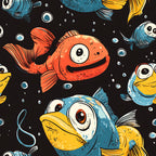 Funny Fish Faces Pattern 1 Minky Fabric
