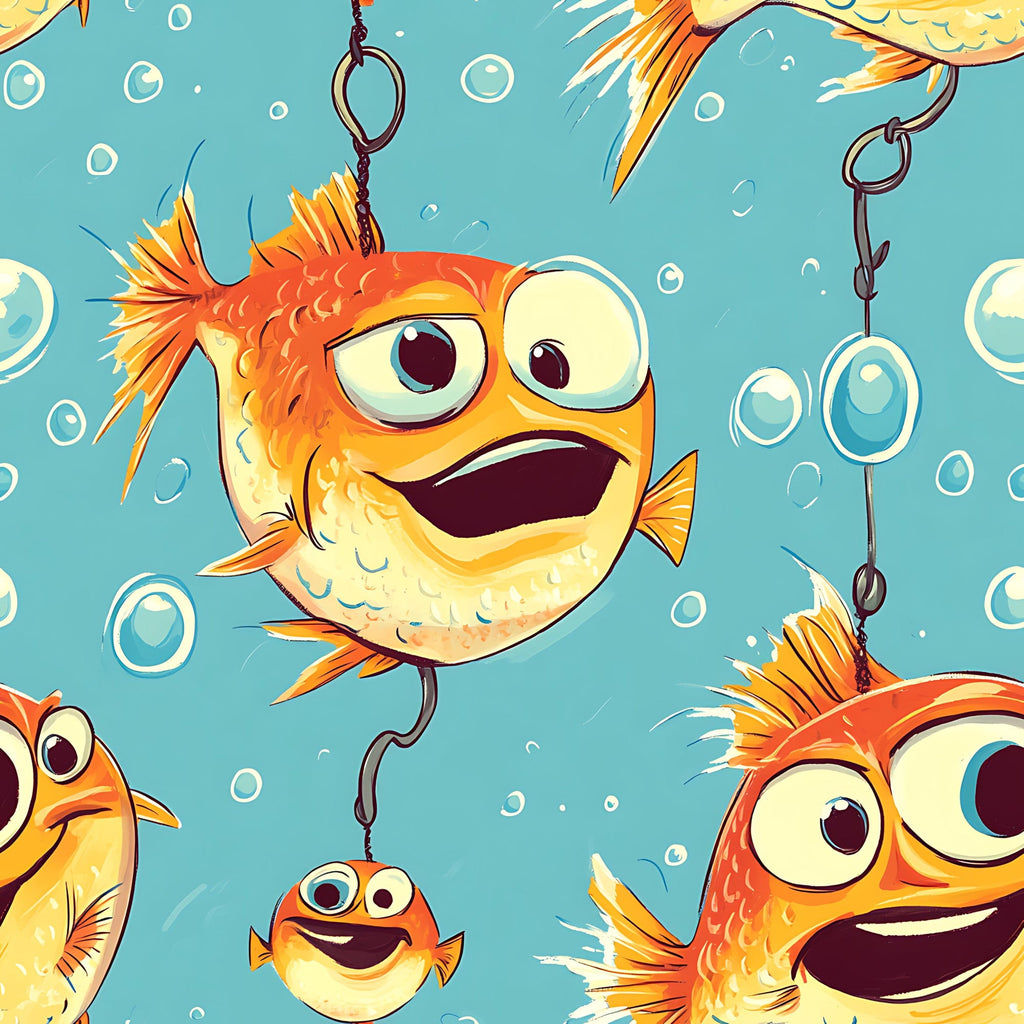 Funny Fish Faces Pattern 12 Minky Fabric