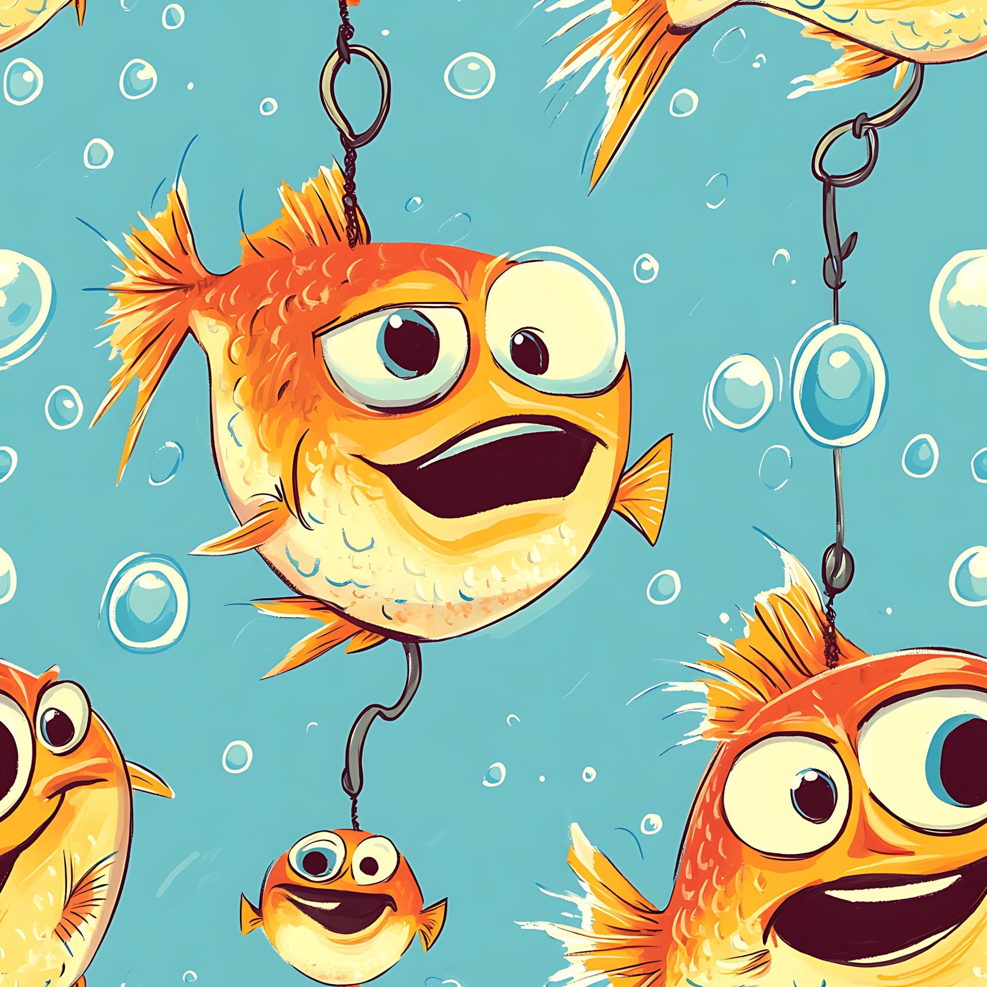 Funny Fish Faces Pattern 12 Minky Fabric