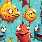 Funny Fish Faces Pattern 13 Minky Fabric