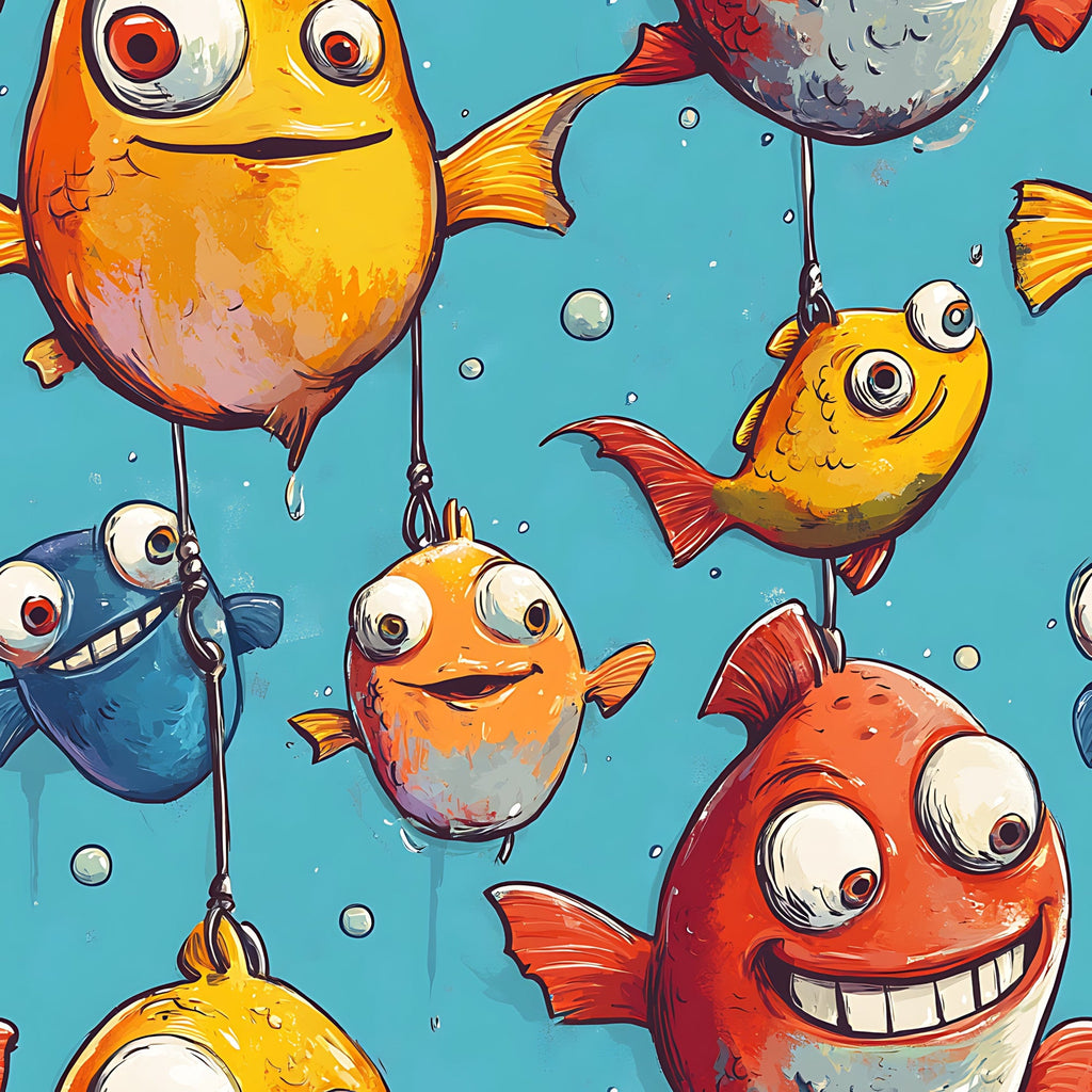 Funny Fish Faces Pattern 14 Minky Fabric